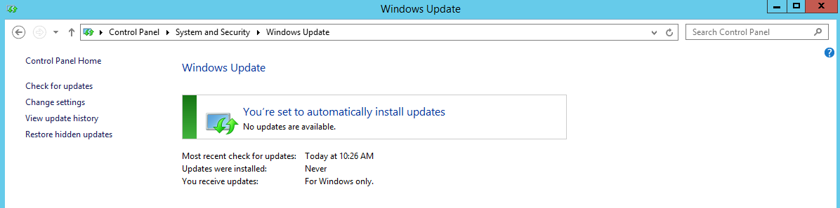 Edit Windows Updates In Windows 2012