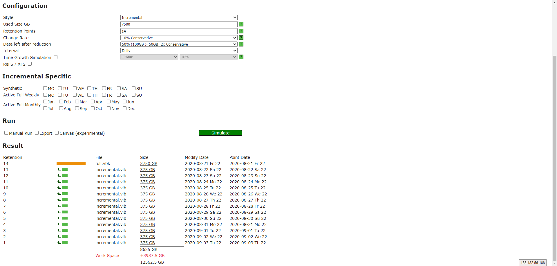 backup calculator veeam