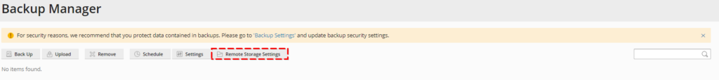 Plesk Backup Manager Remote Storage Settings