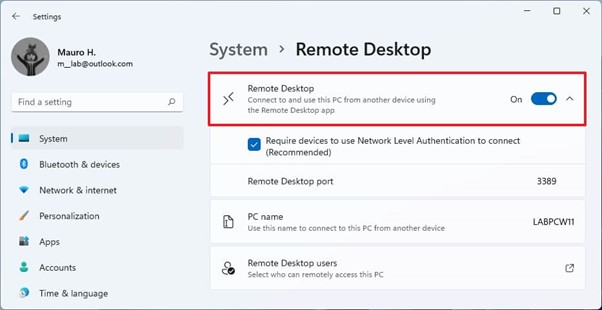 Windows 11 allowing remote desktop