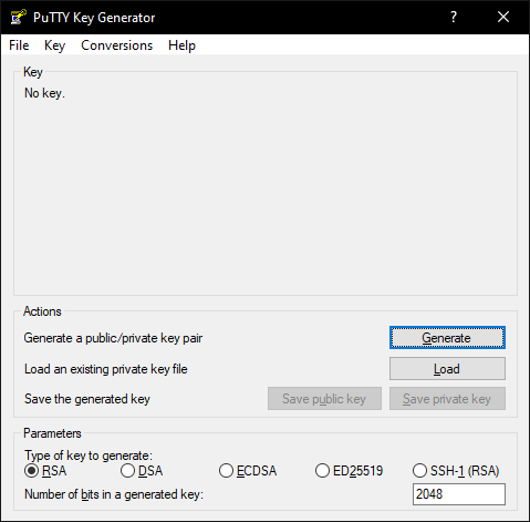 Use the PuTTY Key Generator to generate SSH keys for Windows.
