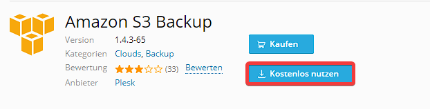 Amazon S3 Backup Erweiterung installieren