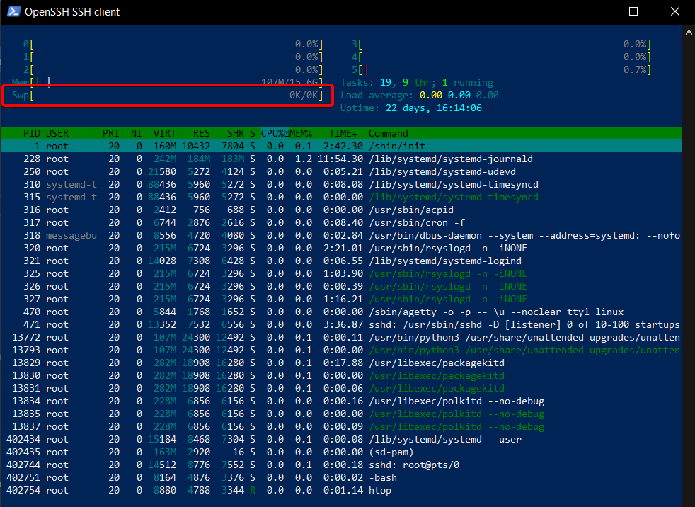 htop 交换内存