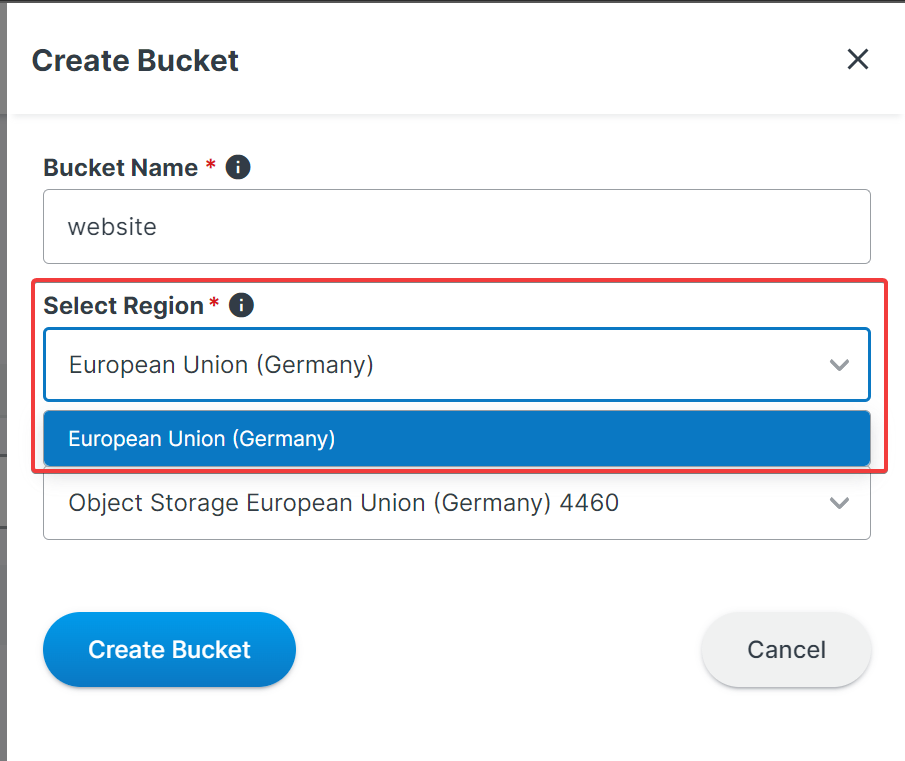 New Bucket Region Selection