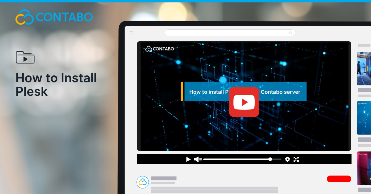Step-by-step installation of Plesk on a Contabo server using the Customer Control Panel.