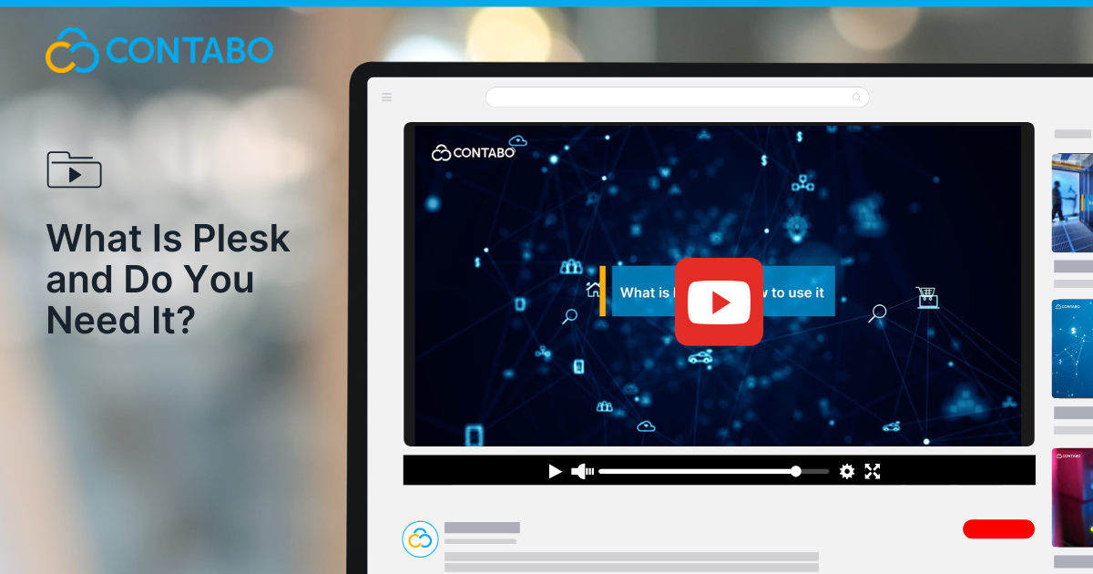 Plesk control panel dashboard – a user-friendly hosting management tool available with Contabo servers