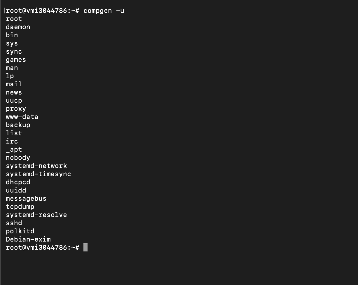 List User in Linux with compgen