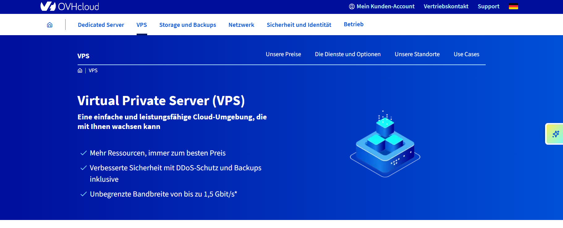 OVHcloud Webseite