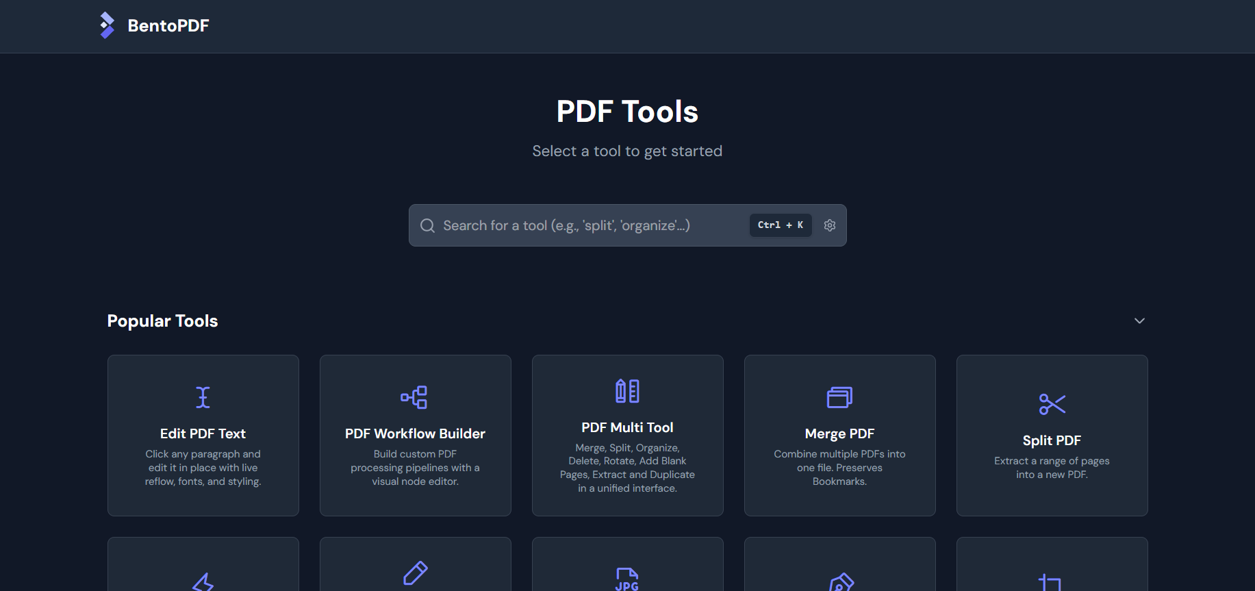 BentoPDF tool dashboard on a Contabo VPS