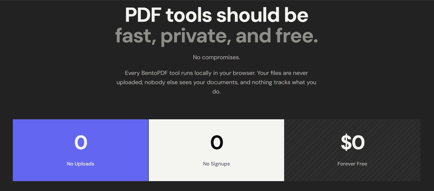 Statement from BentoPDF website
