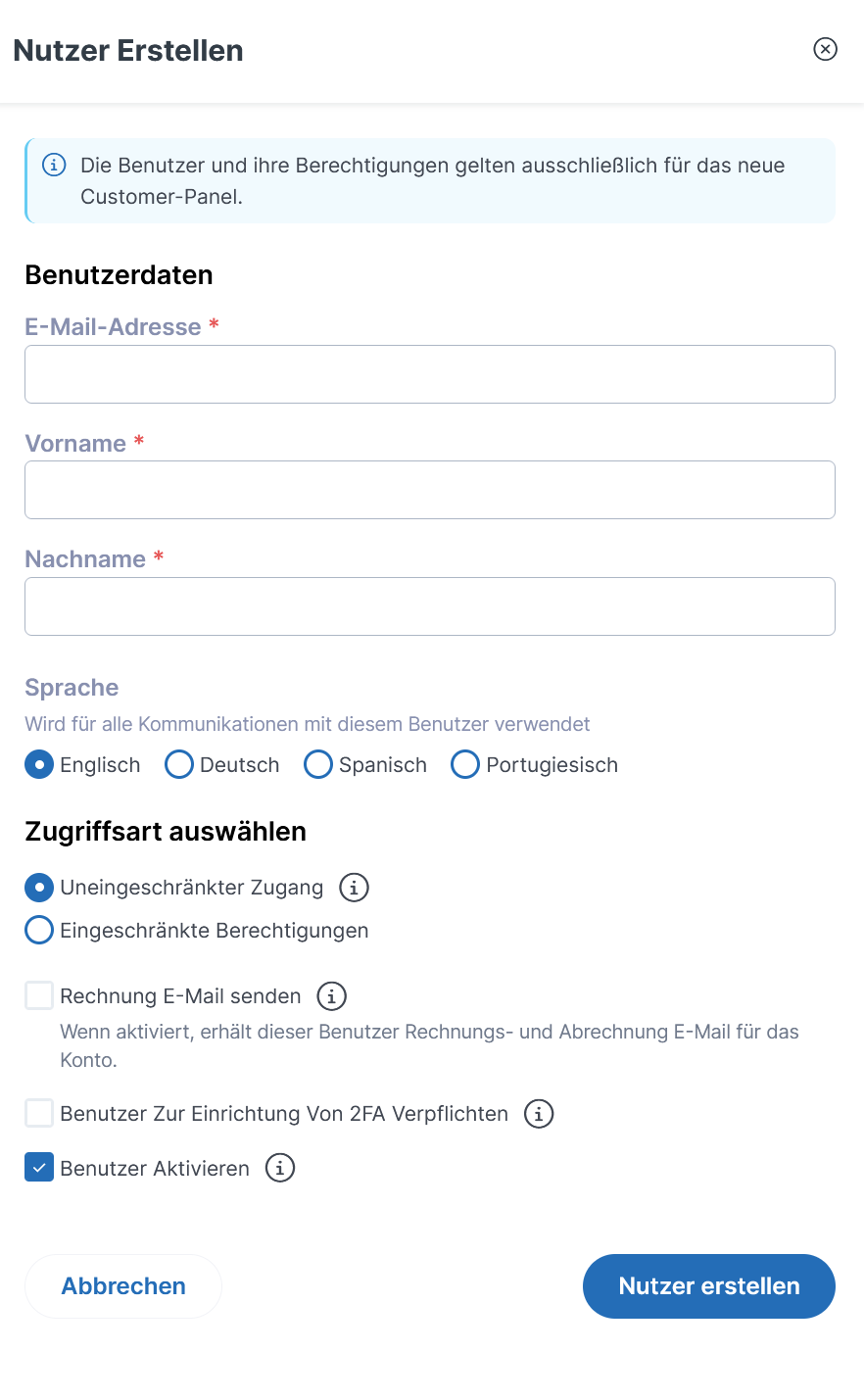 Nutzer erstellen im CCP